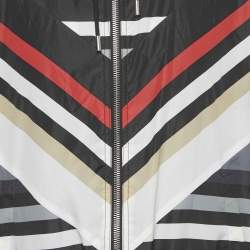 Pre Owned Givenchy Black Chevron Print Nylon Hooded Parka Jacket L