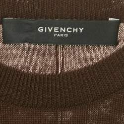 Pre Owned Givenchy Brown Velvet Trim Wool Knit Sweatshirt L