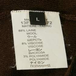 Pre Owned Givenchy Brown Velvet Trim Wool Knit Sweatshirt L