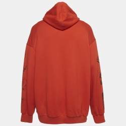 Pre Owned  Givenchy Red Drifter Return Print Cotton Knit Oversized Hoodie L 