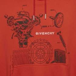 Pre Owned  Givenchy Red Drifter Return Print Cotton Knit Oversized Hoodie L 