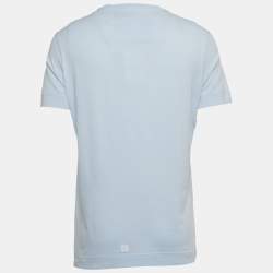 Pre Owned Givenchy Blue Embroidered Jersey Crew Neck T-Shirt M