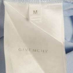 Pre Owned Givenchy Blue Embroidered Jersey Crew Neck T-Shirt M