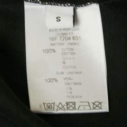 Pre Owned Givenchy Black Leather Applique Jersey Crewneck T-Shirt S