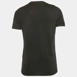 Pre Owned Givenchy Black Leather Applique Jersey Crewneck T-Shirt S