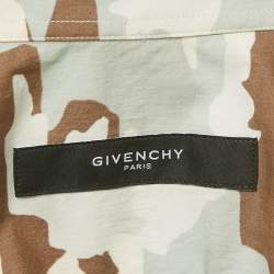Pre Owned Givenchy Blue Camouflage Cotton Rib Collar Shirt M