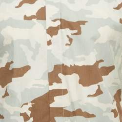 Pre Owned Givenchy Blue Camouflage Cotton Rib Collar Shirt M