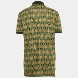 Pre Owned Givenchy Black Persian Rug Print Cotton Polo T-Shirt S