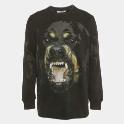Pre Owned Givenchy Black Rottweiler Print Cotton Long Sleeve Sweatshirt M