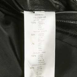 Pre Owned Givenchy Black/Blue Leather and Satin Stadium Bomber Jacket S