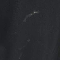 Pre Owned Givenchy Black/Blue Leather and Satin Stadium Bomber Jacket S