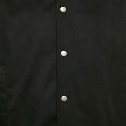 Pre Owned Givenchy Black /Teal Wool &Leather Logo Detail Bomber Jacket XL