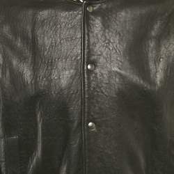 Pre Owned Givenchy Black Leather Monogram Bomber Jacket XL 