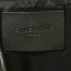 Pre Owned Givenchy Black Leather Monogram Bomber Jacket XL 