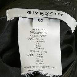 Pre Owned Givenchy Black Leather Monogram Bomber Jacket XL 