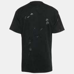 Pre Owned Givenchy Black Mesh Insert Distressed Jersey T-Shirt L