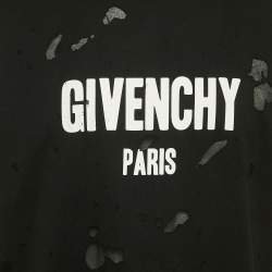 Pre Owned Givenchy Black Mesh Insert Distressed Jersey T-Shirt L
