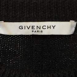 مملوكة مسبقًا Givenchy Black Logo Intarsia Wool Knit Sweater S 