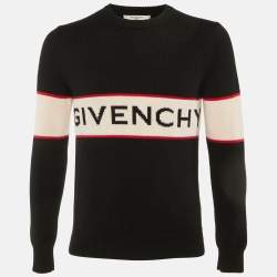 مملوكة مسبقًا Givenchy Black Logo Intarsia Wool Knit Sweater S 