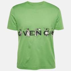 Pre Owned Givenchy Green Logo Embroidered Jersey Slim Fit T-Shirt M