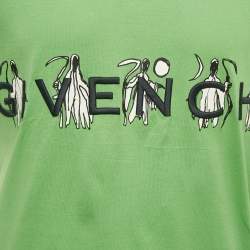 Pre Owned Givenchy Green Logo Embroidered Jersey Slim Fit T-Shirt M