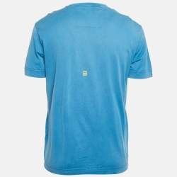 Pre Owned Givenchy x Josh Smith Blue Applique Jersey Slim Fit T-Shirt M
