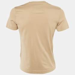 Pre Owned Givenchy Beige Embroidered Jersey Crew Neck T-Shirt XS