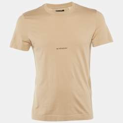 Pre Owned Givenchy Beige Embroidered Jersey Crew Neck T-Shirt XS