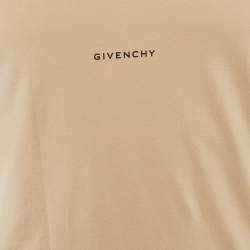 Pre Owned Givenchy Beige Embroidered Jersey Crew Neck T-Shirt XS