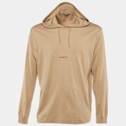 Pre Owned Givenchy Beige Logo Print Cotton Hoodie S