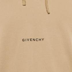 Pre Owned Givenchy Beige Logo Print Cotton Hoodie S