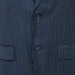 Pre Owned Givenchy Vintage Navy Blue Pinstripe Regular Fit Blazer M