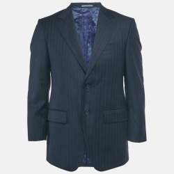 Pre Owned Givenchy Vintage Navy Blue Pinstripe Regular Fit Blazer M