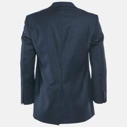 Pre Owned Givenchy Vintage Navy Blue Pinstripe Regular Fit Blazer M
