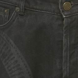 مملوكة مسبقًا بنطلون جينز مطبوع جيفنشي أسود دنيم بحزام خصر مقاس كبير جداً 38 بوصة