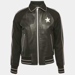 مملوكة مسبقًا Givenchy Black Star Applique Leather Zip-Up Jacket M