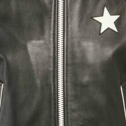 مملوكة مسبقًا Givenchy Black Star Applique Leather Zip-Up Jacket M