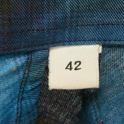 مملوكة مسبقًا Givenchy Blue Plaided Star Embroidered Cotton utton Front Shirt XL