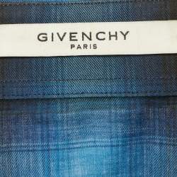 مملوكة مسبقًا Givenchy Blue Plaided Star Embroidered Cotton utton Front Shirt XL