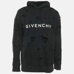 مملوكة مسبقًا هودي جيفنشي قطن محاك أسود بطبعة شعار ممزق مقاس صغير