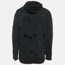 مملوكة مسبقًا هودي جيفنشي قطن محاك أسود بطبعة شعار ممزق مقاس صغير