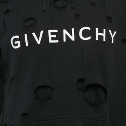 مملوكة مسبقًا هودي جيفنشي قطن محاك أسود بطبعة شعار ممزق مقاس صغير