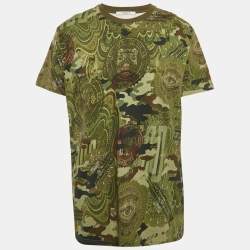 Pre Owned Givenchy Green Camouflage Print Jersey T-Shirt S