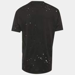 Pre Owned تي شيرت جيفنشي جيرسي مطبوع عليه شعار أسود بتأثير متآكل مقاس وسط