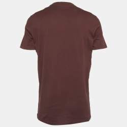 Pre Owned Givenchy Burgundy Printed Jersey Distressed T-Shirt M