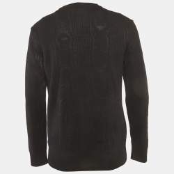 Pre Owned Givenchy Black Jacquard Knit Crewneck Sweatshirt M