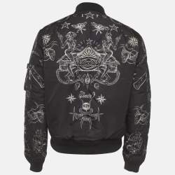 Pre Owned Givenchy Black Tattoo Print Reversible Bomber Jacket M