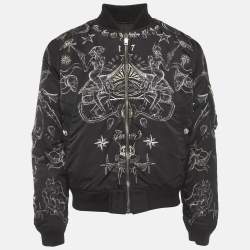 Pre Owned Givenchy Black Tattoo Print Reversible Bomber Jacket M