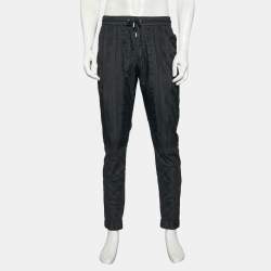 مملوكة مسبقًا Givenchy Black Logo Striped Nylon Trousers M