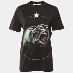 مملوكة مسبقًا Givenchy Black The Monkey Brothers Print Cotton Crew Neck T-Shirt M